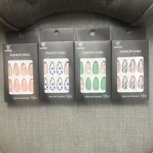 Pink and Blue Press-On Nails Makeup Collection-All 4 Packs